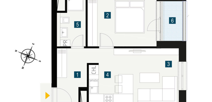NR – Kynek, A2.1.2, 2izbový byt v novostavbe, TEHLA, výborná dispozícia, KOLAUDÁCIA 2024