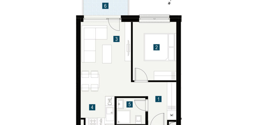 NR – Kynek, C1.2.2, 2 izbový byt, TEHLA, praktická dispozícia, KOLAUDÁCIA 2024